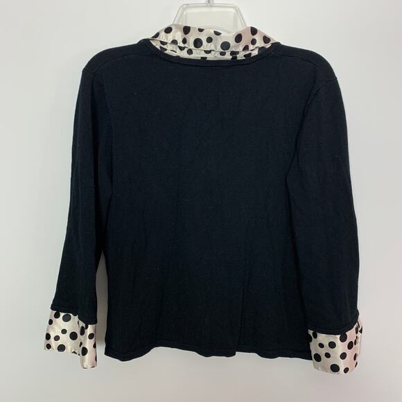 Fred David Polka Dot Y2K Collared Detail Knit Top Sweater Shirt XL Petite - Picture 5 of 5